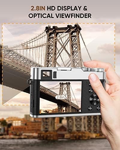 NEZINI 4K Digital Camera,Auto Focus 48MP Vlogging Camera for YouTube and Anti-Shake Video Camera with Viewfinder Flash & Dial,16X Zoom Travel Portable Digital Camera with 32GB Card,2 Batteries (Black) - Image 7