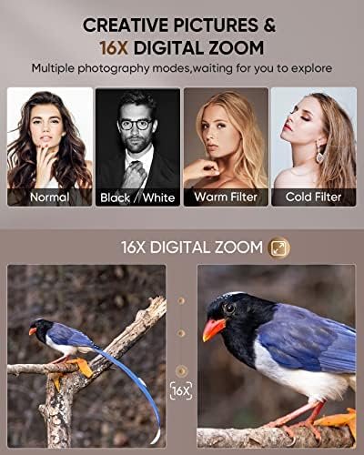 NEZINI 4K Digital Camera,Auto Focus 48MP Vlogging Camera for YouTube and Anti-Shake Video Camera with Viewfinder Flash & Dial,16X Zoom Travel Portable Digital Camera with 32GB Card,2 Batteries (Black) - Image 6