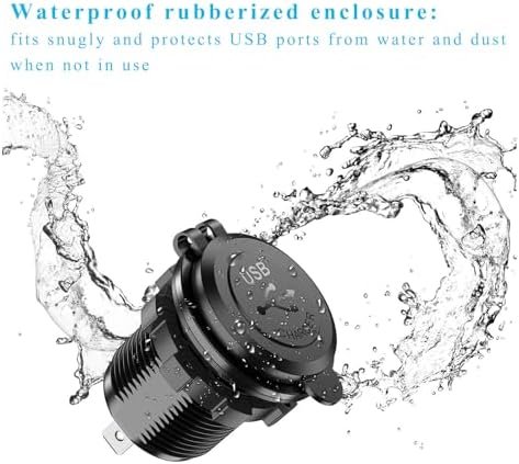 Dual USB Charger Socket, Waterproof 2.1A & 2.1A Fast Charge Dual Port Outlet, USB Cigarette Lighter Socket with Lid, Universal Fit for 12V/ 24V Car Boat RV ATV Bus Truck (White) - Image 3