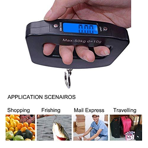 Digital Hanging Luggage Scale,Portable Handheld Baggage Suitcase Electronic Scale for Travel Household Fishing and Gift 110lb Black - Image 4