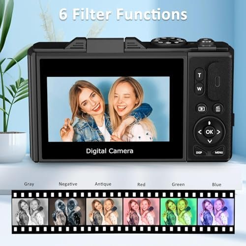 64MP Digital Camera for Photography and Video: 4K Vlogging Camera for YouTube with 3’’ Flip Screen,16X Digital Zoom, 32GB TF Card(Black) - Image 7