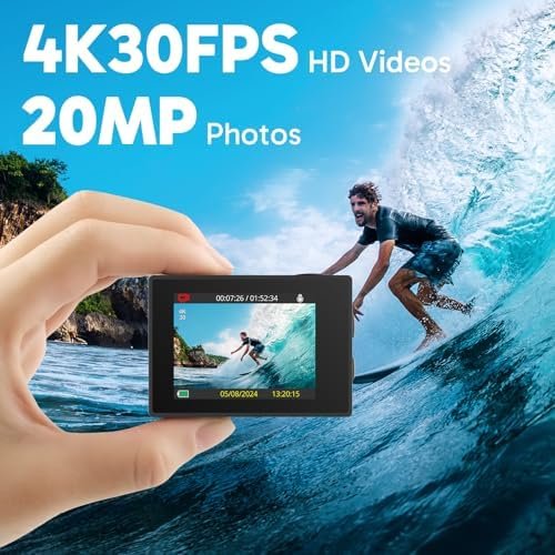 AKASO EK7000 4K30FPS 20MP Action Camera EIS Ultra HD Underwater Camera 131FT Waterproof Camera 170 Degree Wide Angle 4X Zoom Support External Microphone - Image 2