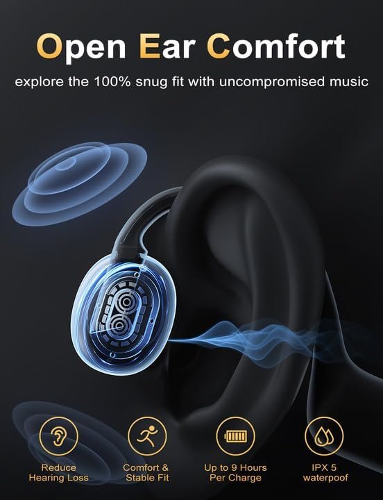 Bone Conduction Headphones Lightweight Open Ear Headphones Sport Headphones with Built-in Mic Extra Comfort IPX5 Waterproof Headset for Running,Cycling,Driving - Image 2