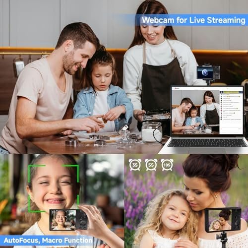 Digital Camera for Teens, FHD 4K 44MP Digital Camera with 64GB SD Card 16X Digital Zoom, Digital Camera Compact Point and Shoot Camera for Teens Boys Kids Camera Digital Black(Black) - Image 5