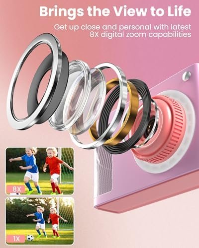 Digital Camera, FHD 1080P 48MP Camera with 8X Zoom and Dual Camera, Compact Kids Camera with 32GB TF Card, Christmas Birthday Toy Gifts for Beginner, Student, Children, Teen, Boys and Girls - Image 3