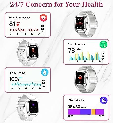 Smart Watch for Women(Call Answer/Dial), 1.6'' Touch Screen Smartwatch for Android iPhone Compatible, Waterproof Fitness Tracker with Heart Rate Sleep Monitor 19 Sports Modes AI Voice, SILVER - Image 5