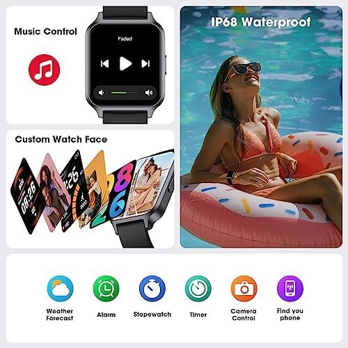 Smart Watch, 42mm Full Touchscreen Fitness Watch, Fitness Tracker with Heart Rate Monitor & SpO2, Step Counter, IP68 Waterproof Pedometer Watch for Women Men - Image 6