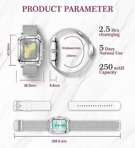 Smart Watch for Women(Call Answer/Dial), 1.6'' Touch Screen Smartwatch for Android iPhone Compatible, Waterproof Fitness Tracker with Heart Rate Sleep Monitor 19 Sports Modes AI Voice, SILVER - Image 8