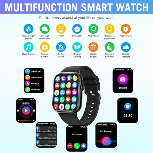 Smart Watch, 2.01" Full Touch Screen Smart Watch for Android & iOS Phones with Heart Rate & Blood Oxygen Monitor, 100+ Sport Modes,Voice Assistant, Fitness Smart Watch for Women Men - Image 6