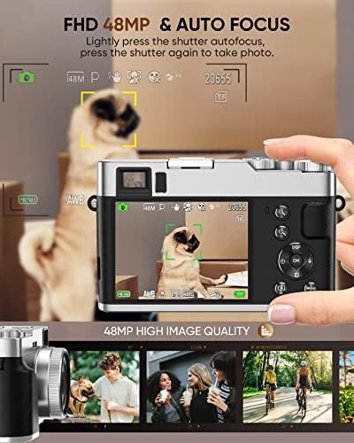 NEZINI 4K Digital Camera,Auto Focus 48MP Vlogging Camera for YouTube and Anti-Shake Video Camera with Viewfinder Flash & Dial,16X Zoom Travel Portable Digital Camera with 32GB Card,2 Batteries (Black) - Image 2