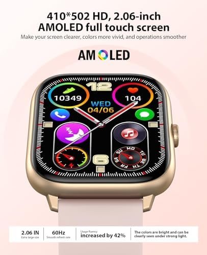 EarlySincere Smart Watch for Women with Bluetooth Call,Activity Fitness Tracker 2.06" HD Full Touch Screen with Heart Rate/Blood Oxygen/Sleep Monitor,IP68 Waterproof,Smartwatch for iOS Android - Image 2