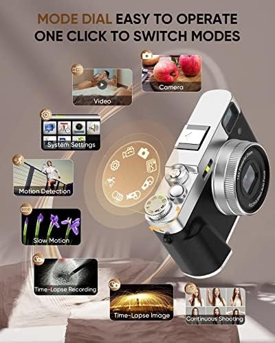 NEZINI 4K Digital Camera,Auto Focus 48MP Vlogging Camera for YouTube and Anti-Shake Video Camera with Viewfinder Flash & Dial,16X Zoom Travel Portable Digital Camera with 32GB Card,2 Batteries (Black) - Image 4