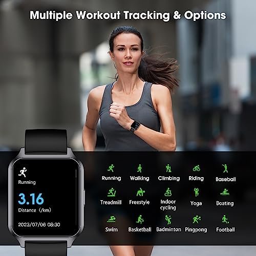 Smart Watch, 42mm Full Touchscreen Fitness Watch, Fitness Tracker with Heart Rate Monitor & SpO2, Step Counter, IP68 Waterproof Pedometer Watch for Women Men - Image 2