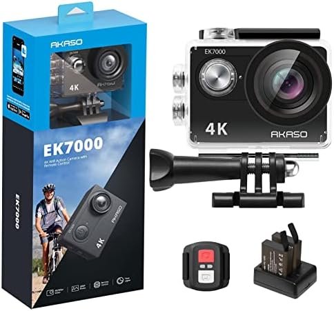 AKASO EK7000 4K30FPS 20MP Action Camera EIS Ultra HD Underwater Camera 131FT Waterproof Camera 170 Degree Wide Angle 4X Zoom Support External Microphone
