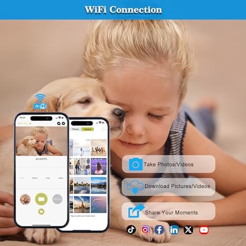 Digital Camera for Photography, 4K 48MP Vlogging Camera for YouTube with WiFi, 3-inch 180-degree Flip Screen, 16X Digital Zoom, 52mm Wide Angle & Macro Lens, 32GB TF Card and 2 Batteries - Image 3