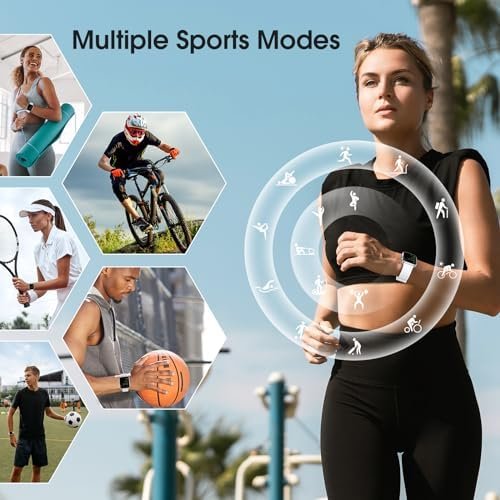 Smart Watch, Fitness Tracker Watch with Heart Rate Monitor, SpO2, Sleep Tracker, 45mm Fitness Watch IP68 Waterproof Smartwatch for Women Men Step Counter Pedometer for iOS and Android Phones - Image 4