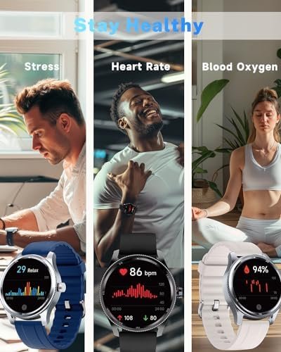 Smart Watch Men with Metal Bezel, Answer Make Call/Heart Rate/Step Counter/Sleep Tracker/100 Sports for Run/Alexa Built-in, IP68 Waterproof Swim, Fitness Sport Watch Compatible Android iOS - Image 4