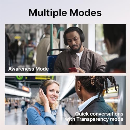 Hyper Pro Adaptive Active Noise Cancelling, Wireless Bluetooth Over Ear Headphones with mic, 60H Playtime Deep Bass Hi-Res Audio, Custom EQ, Ideal for Travel Comfort Fit Ear Cushion - Image 6