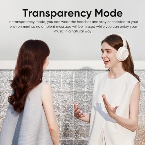 QCY H3 ANC Bluetooth Headphones Over Ear, Active Noise Cancelling Bluetooth 5.4 Headphones with Microphones, Hi-Res Audio Sound, Multipoint Connection, 60H Playback, Custom EQ via App(White) - Image 9