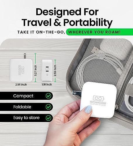 InfinaCore PowerPlug+ Advanced Wall Adapter - Rapid-Charging GaN II Technology, Dual USB-C Ports, 100W Max Output - Compact Design and Universal Compatibility - Image 5