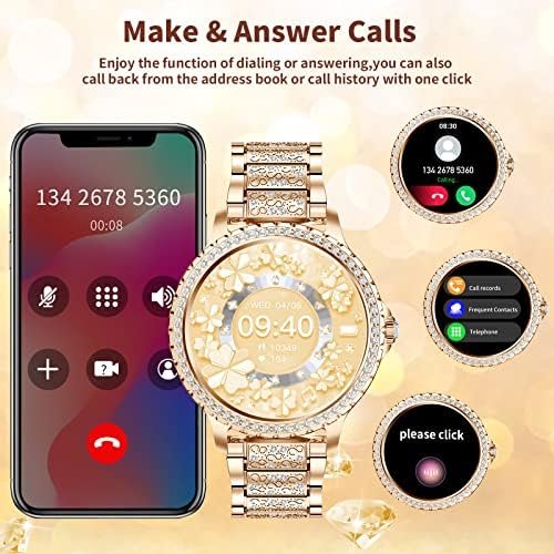 Smart Watch for Women with Diamonds (Answer/Make Call),1.32''Full Touch Screen Smartwatch for Android Phones,Fitness Tracker with Heart Rate/Blood Oxygen/Sleep Monitor,AI Voice with 3 Bling Straps - Image 3