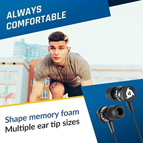 KLIM Fusion Earbuds with Microphone + Long-Lasting Wired Ear Buds + 5 Years Warranty - Innovative: in-Ear with Memory Foam + Earphones with Mic and 3.5 mm Jack - New Version 2024 - Black - Image 2