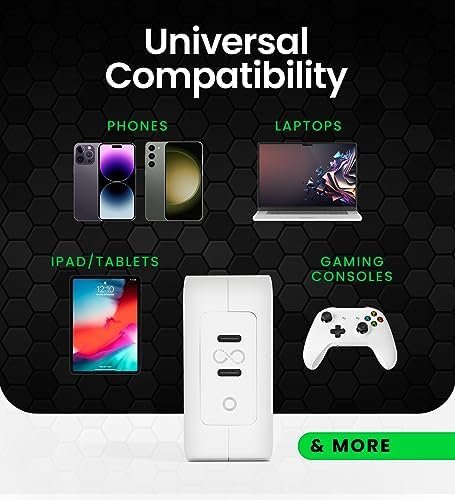 InfinaCore PowerPlug+ Advanced Wall Adapter - Rapid-Charging GaN II Technology, Dual USB-C Ports, 100W Max Output - Compact Design and Universal Compatibility - Image 6