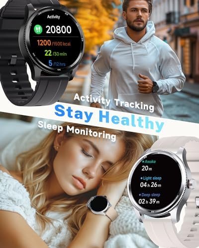 Smart Watch Men with Metal Bezel, Answer Make Call/Heart Rate/Step Counter/Sleep Tracker/100 Sports for Run/Alexa Built-in, IP68 Waterproof Swim, Fitness Sport Watch Compatible Android iOS - Image 5
