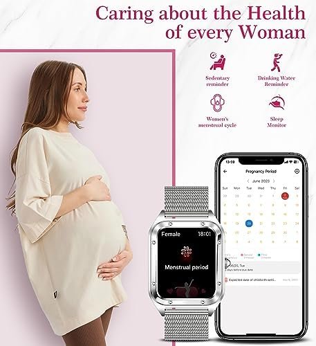 Smart Watch for Women(Call Answer/Dial), 1.6'' Touch Screen Smartwatch for Android iPhone Compatible, Waterproof Fitness Tracker with Heart Rate Sleep Monitor 19 Sports Modes AI Voice, SILVER - Image 7