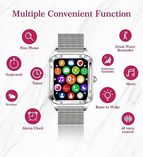 Smart Watch for Women(Call Answer/Dial), 1.6'' Touch Screen Smartwatch for Android iPhone Compatible, Waterproof Fitness Tracker with Heart Rate Sleep Monitor 19 Sports Modes AI Voice, SILVER - Image 6