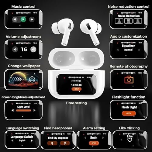 Air Pro Z Wireless Earbuds, Visible Touch Screen Control, Environmental Noise Cancelling, Bluetooth 5.0, ANC, ENC, Hands-Free Calling, White - Image 7