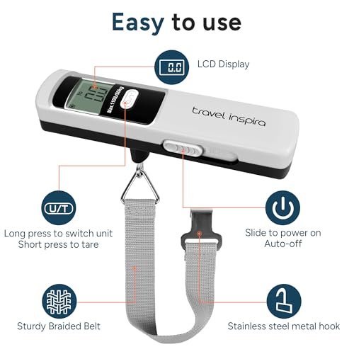 travel inspira Luggage Scale Battery-free, Portable Handheld Digital Suitcase Scale for Travelling, 110lbs/50kg - Image 8