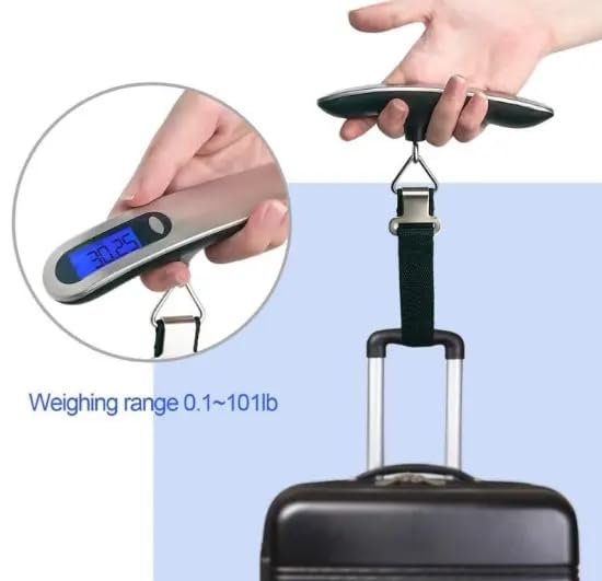 Portable Luggage Scale, 110lb/50kg Capacity, Digital Handheld Baggage Scale with T-Handle and Stainless Hook, Weight Scale for Suitcase, Travel Scale with 4 Units (lb, g, oz, kg) (Grey) - Image 3