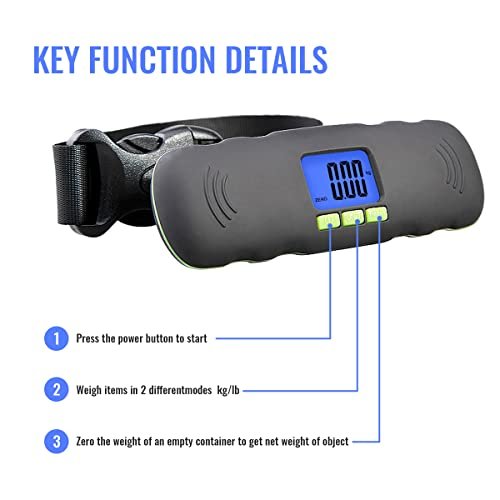 Digital Luggage Scale, 110LB Portable Hanging Baggage Scale with Backlit for Travel,Suitcase Weight Scale with Lock and Hook,Battery Included - Image 2