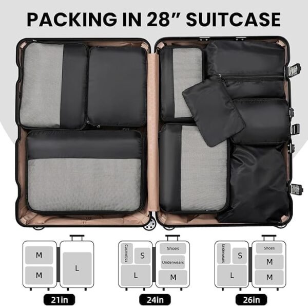 BAGAIL Digital Luggage Scale and 9 Set Packing Cubes Luggage Packing Organizer - Image 7