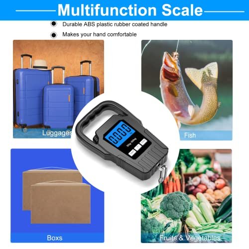 Digital Fish Scale Hanging Scale Fishing Scale, SKEAP 110lb/50kg Luggage Scale,Fish Weighing Scale, Upgrade Large Handle & Backlit LCD Display, Black,Fishing Gifts for Men,Black - Image 6